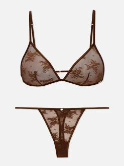 Outlet „The Edit“ Spitzenunterwäsche Mit Triangel-Bralette Damen Dessous-Sets