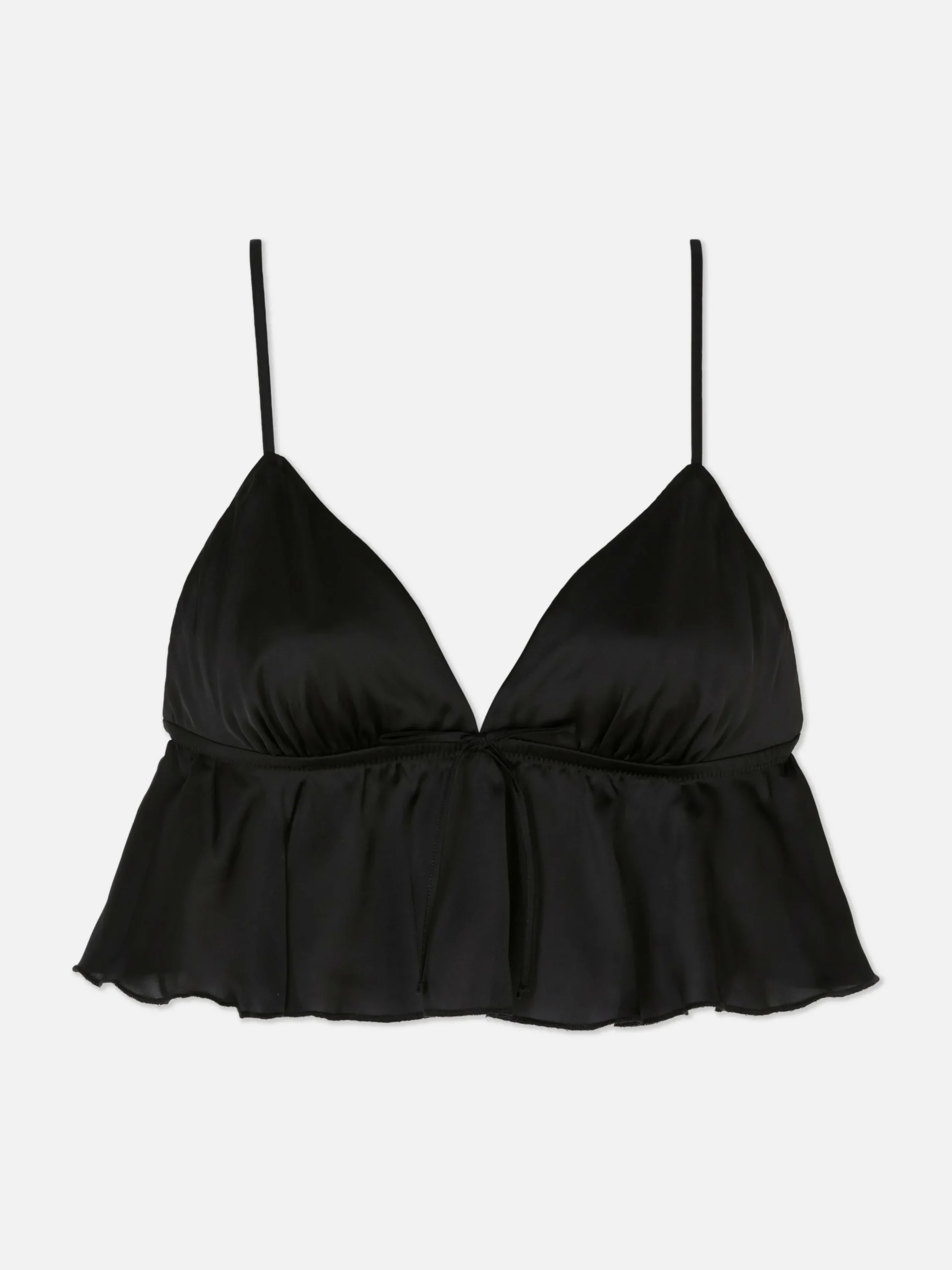 Sale Triangel-Bralette-BH Aus Satin Mit Fließendem Volant Damen Bhs
