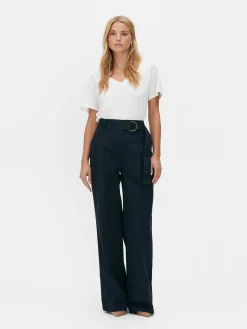 New T-Shirt Aus Baumwollmischgewebe Mit V-Ausschnitt Damen Tops Und T-Shirts