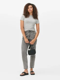 New T-Shirt Aus Stretch Mit Rundhalsausschnitt Damen Tops Und T-Shirts