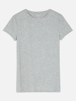 New T-Shirt Aus Stretch Mit Rundhalsausschnitt Damen Tops Und T-Shirts