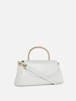 Umhängetasche In Kroko-Optik Mit Metallgriff Damen Taschen Und Portemonnaies