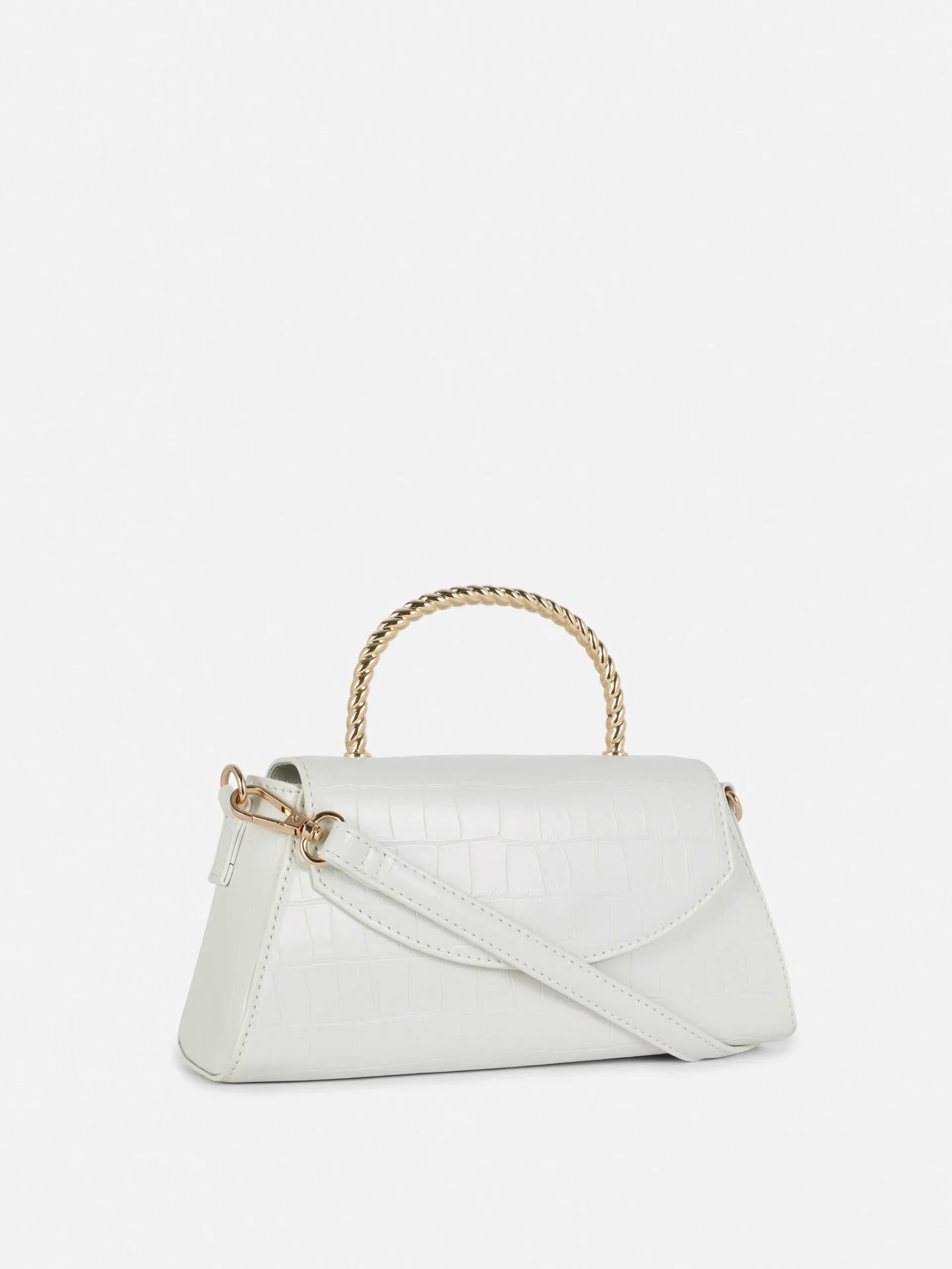 Umhängetasche In Kroko-Optik Mit Metallgriff Damen Taschen Und Portemonnaies