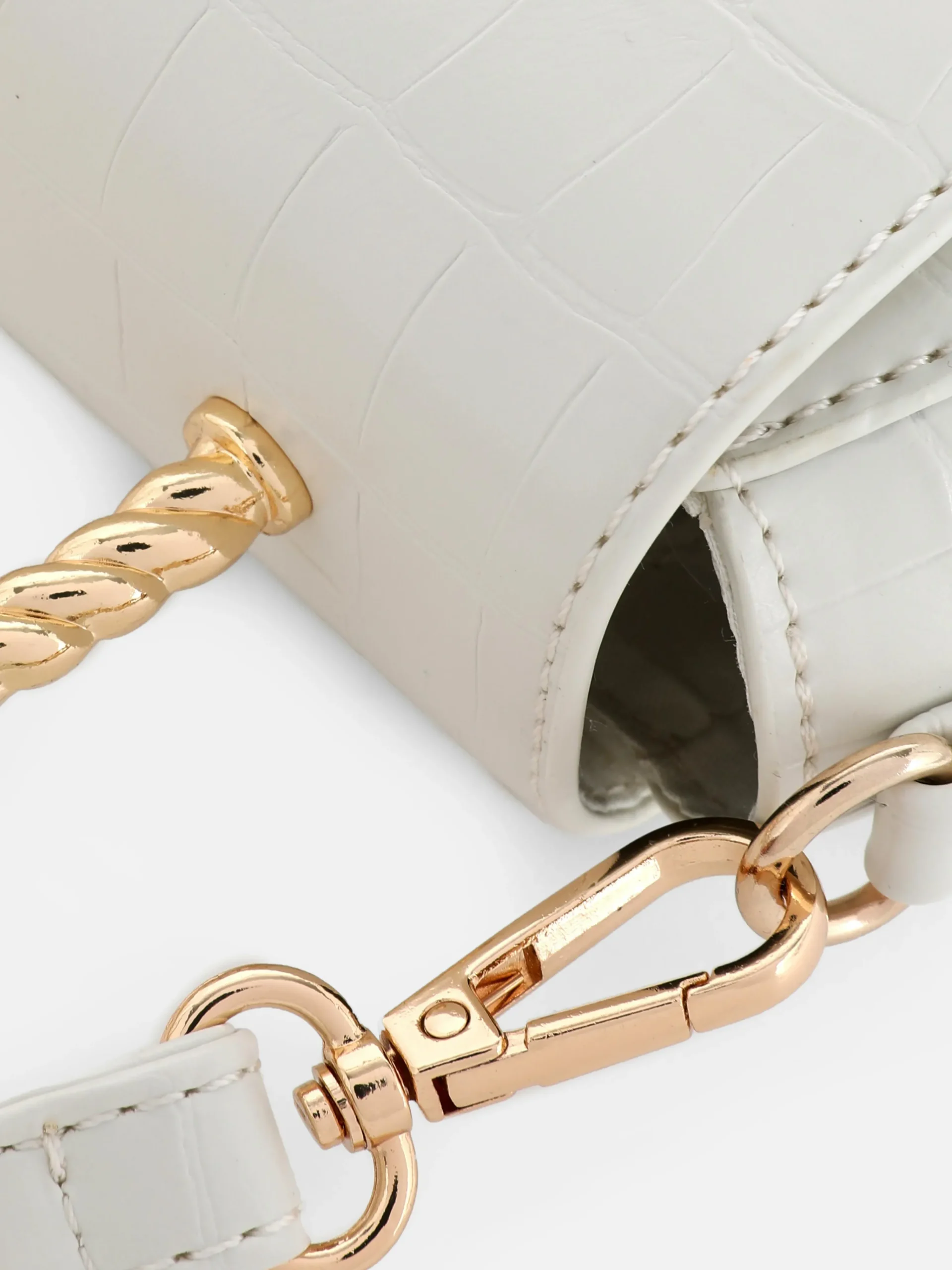 Umhängetasche In Kroko-Optik Mit Metallgriff Damen Taschen Und Portemonnaies