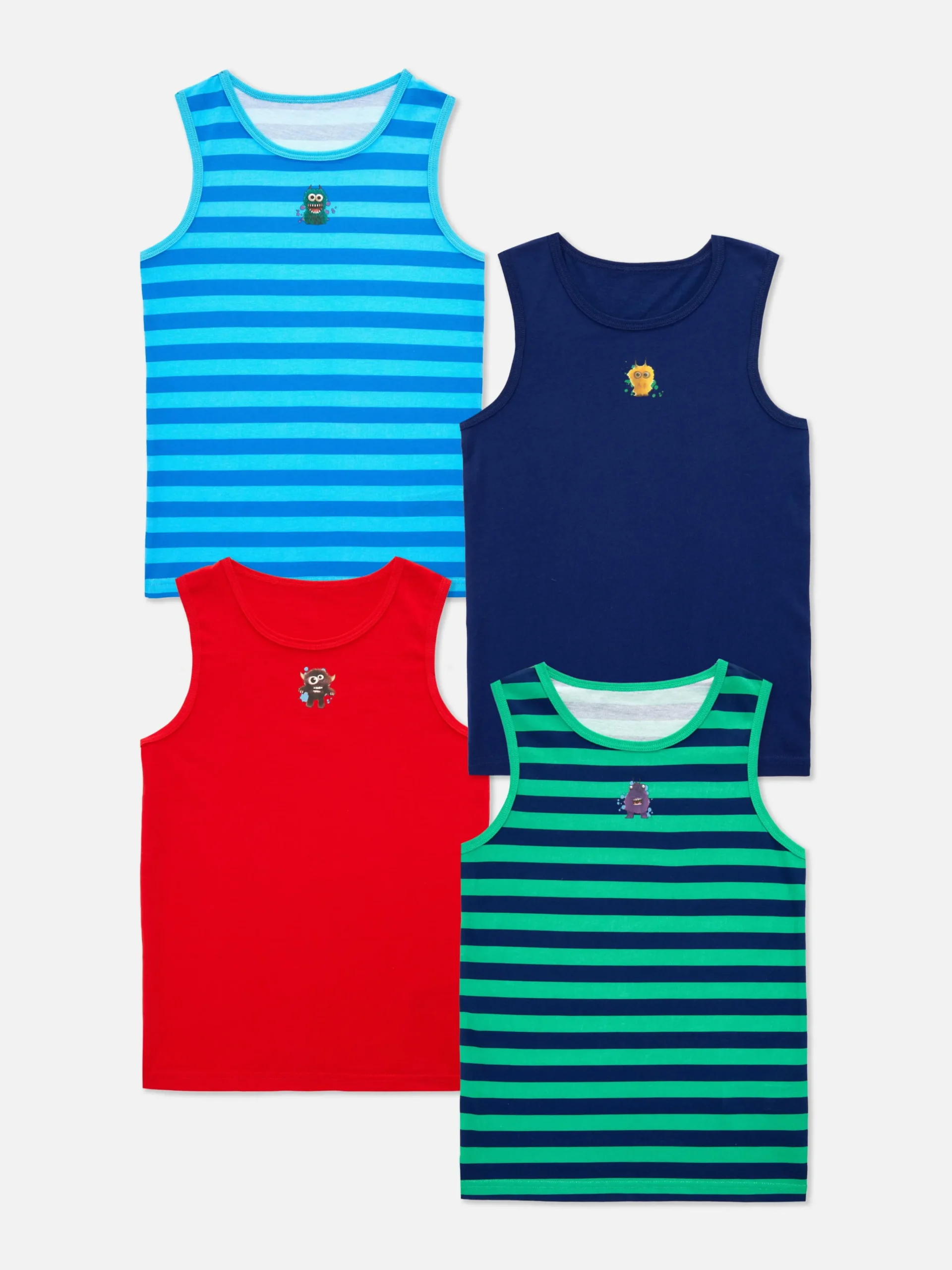 Online Unterhemden Mit Monster-Grafik, 4er-Pack Kinder Unterwäsche