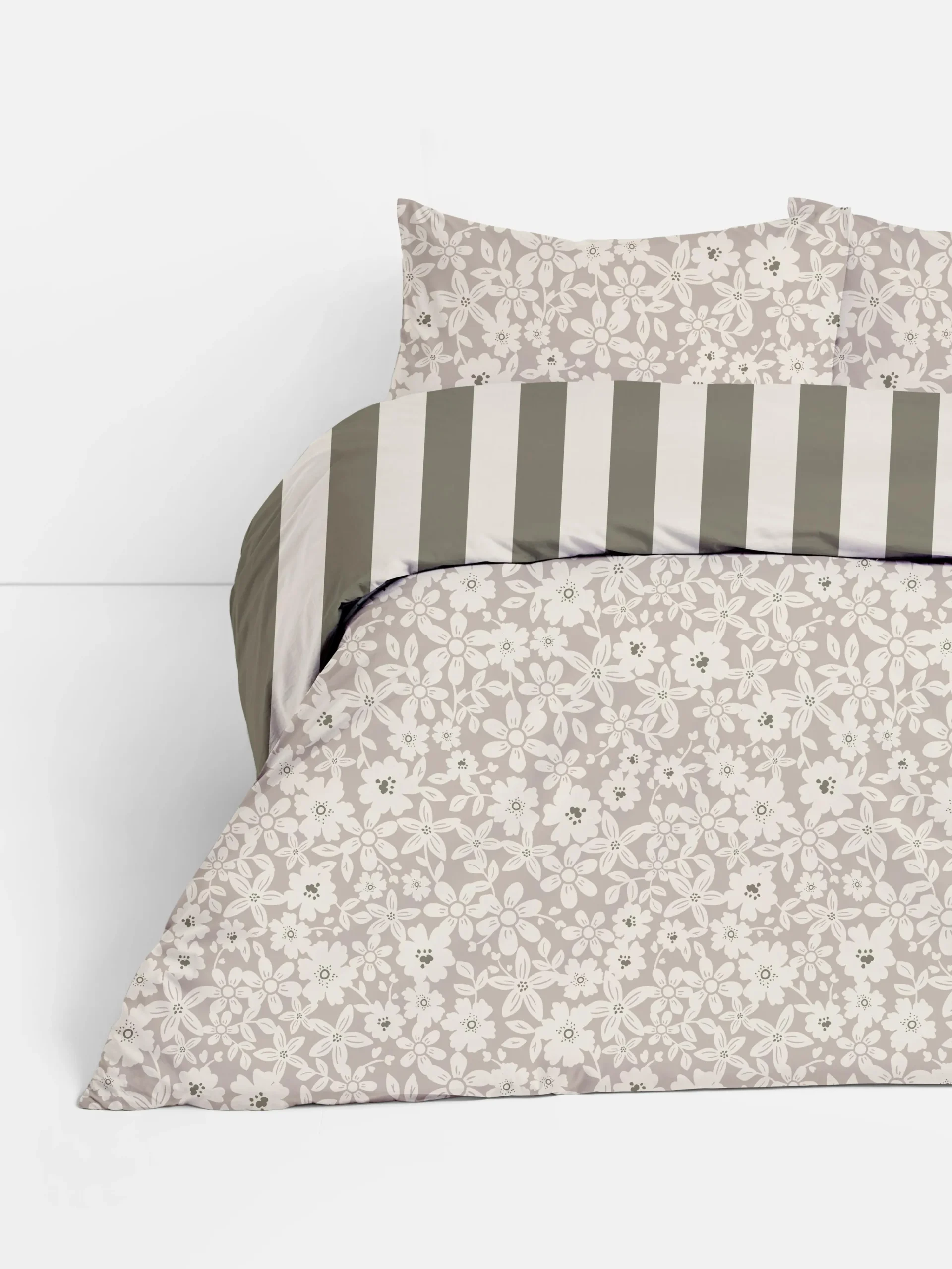 Discount Wendebettwäsche Mit Blumen Und Streifen, Doppelbett Bettwäsche Und Sets