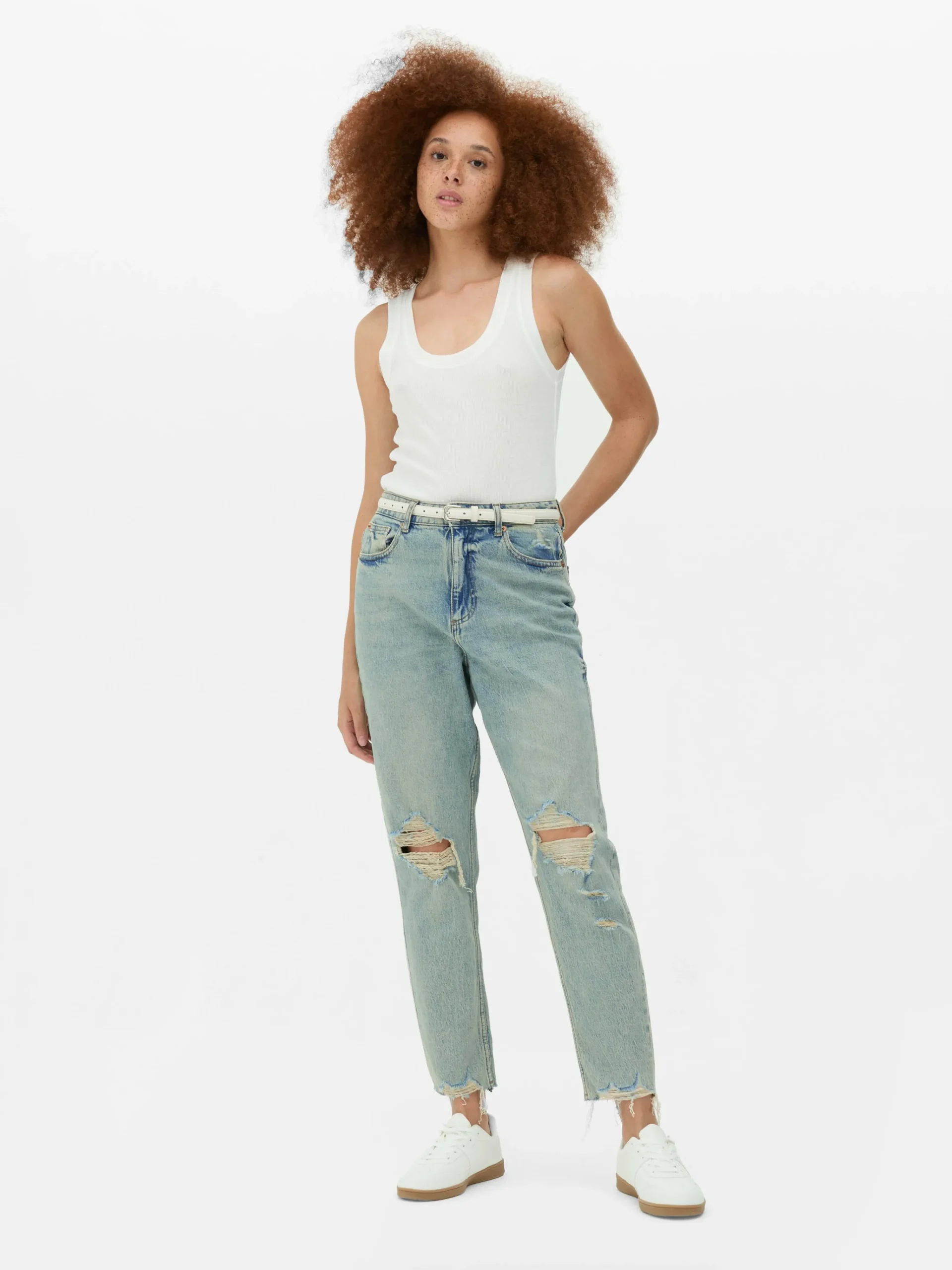 Zerrissene Mom-Jeans Aus Denim Damen Denim|Jeans