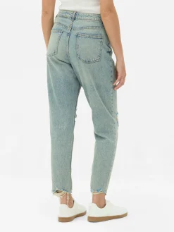 Zerrissene Mom-Jeans Aus Denim Damen Denim|Jeans