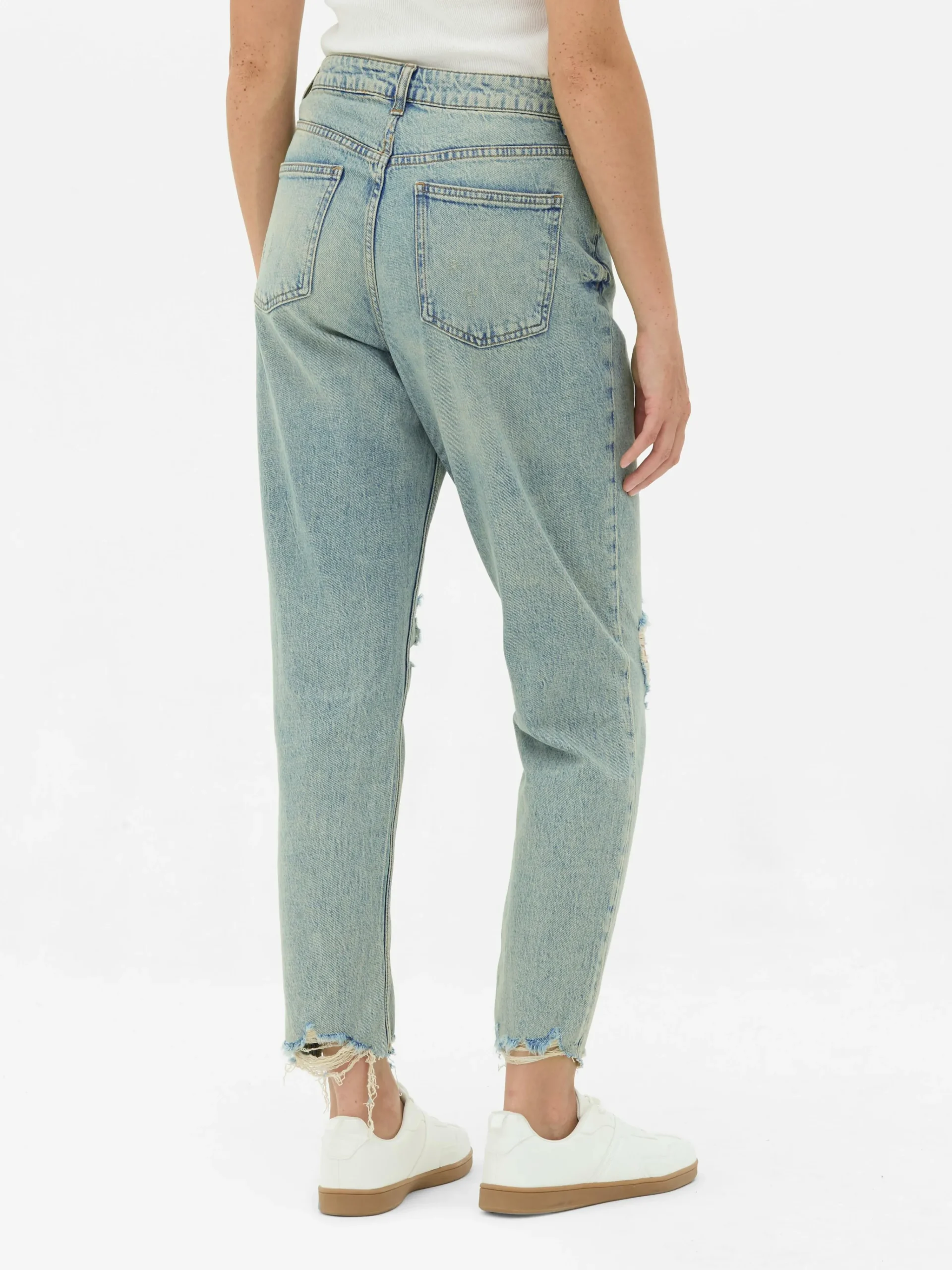 Zerrissene Mom-Jeans Aus Denim Damen Denim|Jeans