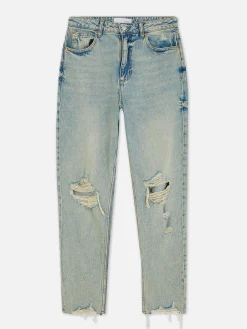 Zerrissene Mom-Jeans Aus Denim Damen Denim|Jeans