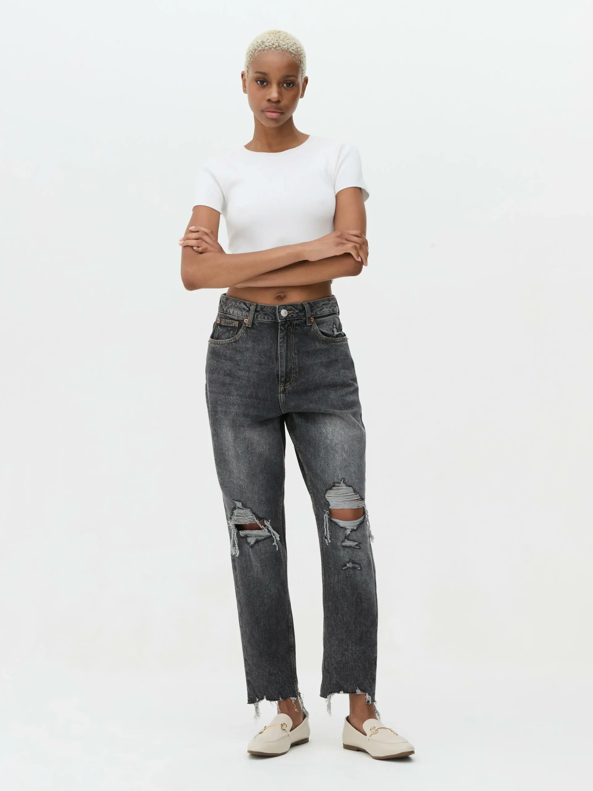 New Zerrissene Mom-Jeans Aus Denim Damen Denim|Jeans