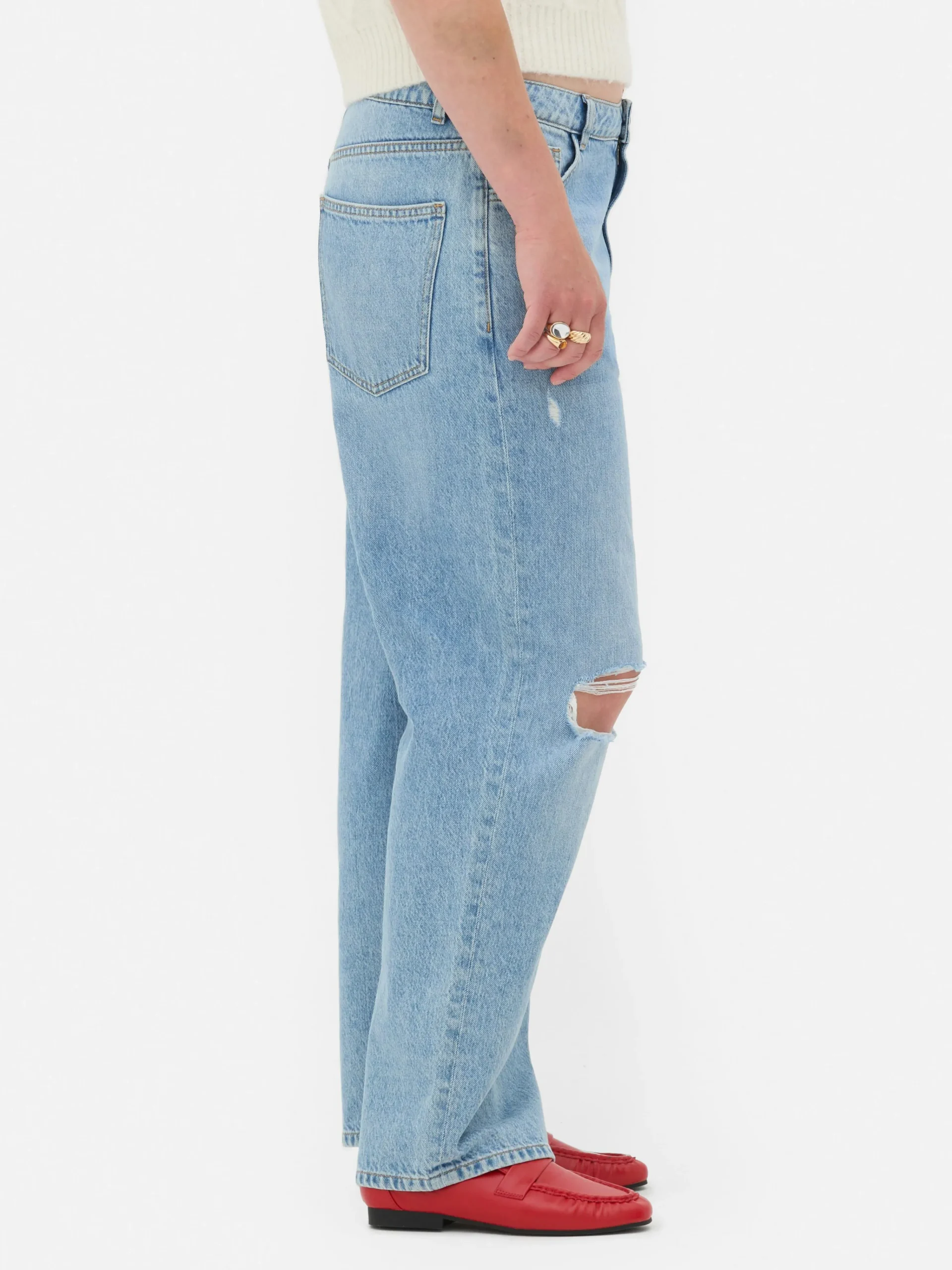 Clearance Zerrissene „Rita Ora“ Dad-Jeans Damen Jeans