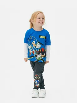 New Zweifarbiges „Sonic The Hedgehog“ T-Shirt Kinder Tops Und T-Shirts