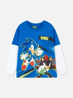 New Zweifarbiges „Sonic The Hedgehog“ T-Shirt Kinder Tops Und T-Shirts