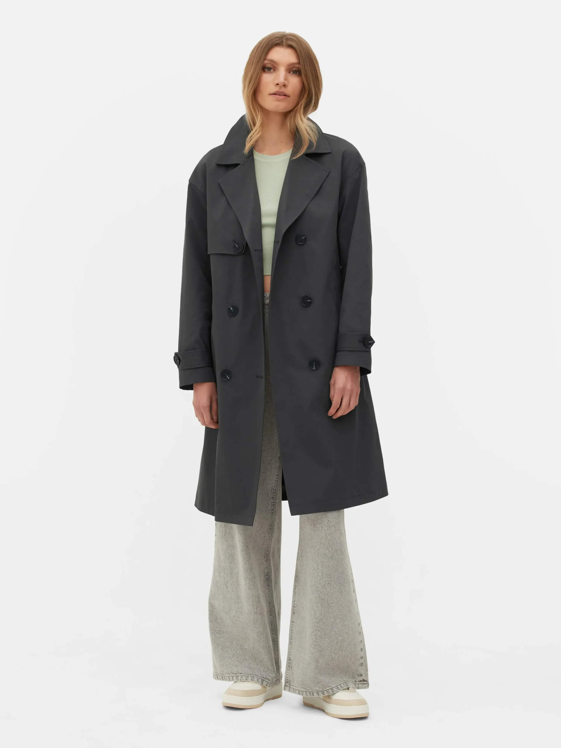 Zweireihiger Trenchcoat Mit Gürtel Damen Jacken Und Mäntel