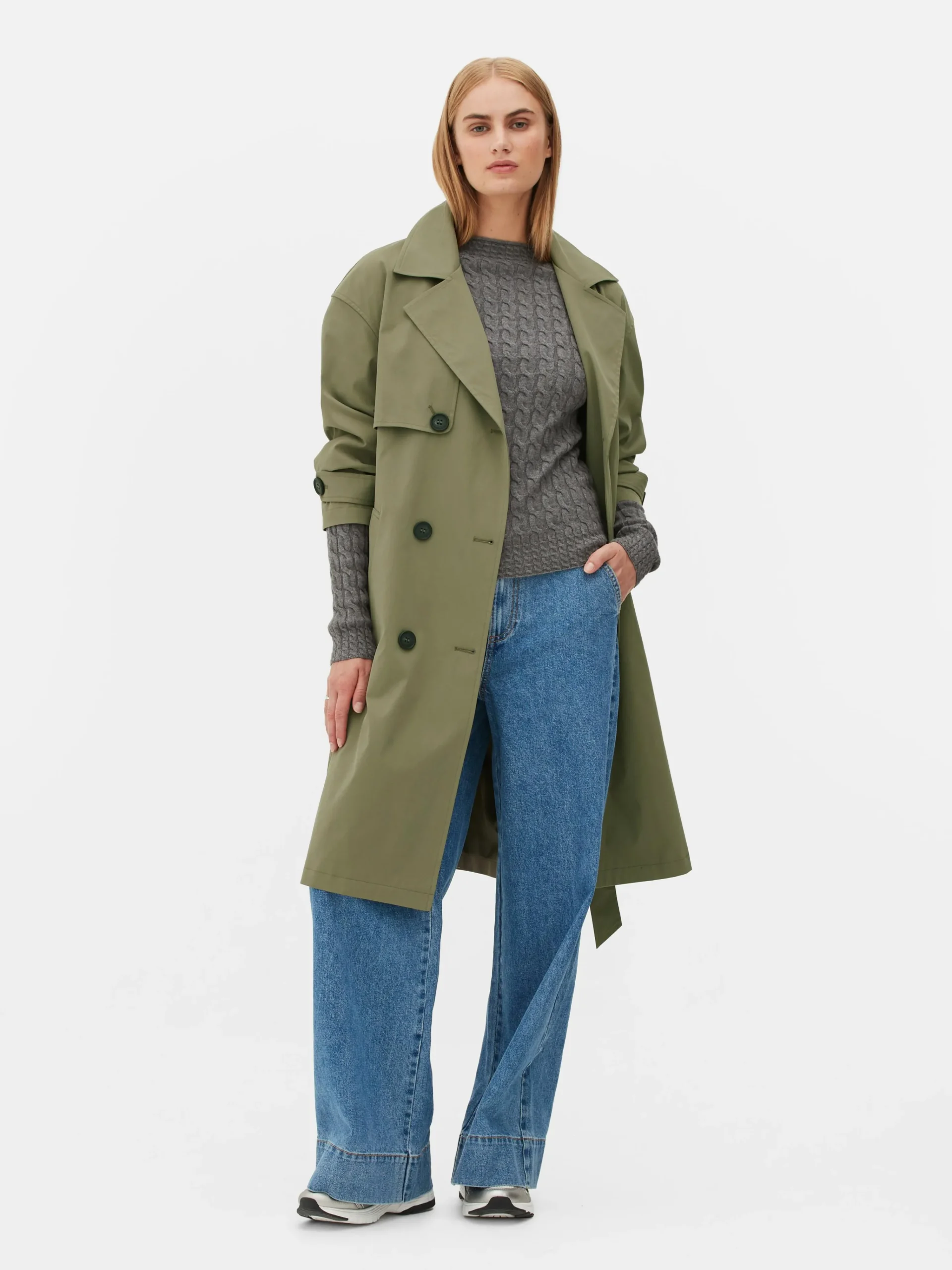 Discount Zweireihiger Trenchcoat Mit Gürtel Damen Jacken Und Mäntel